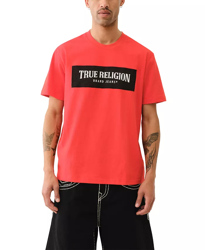 

Мужская футболка с принтом Box Logo True Religion, красный