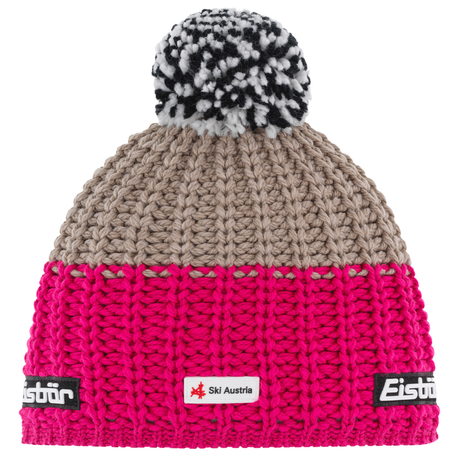 

Шапка Eisbär Refocus Pompon Ska, цвет Pittipink/Beige Melange