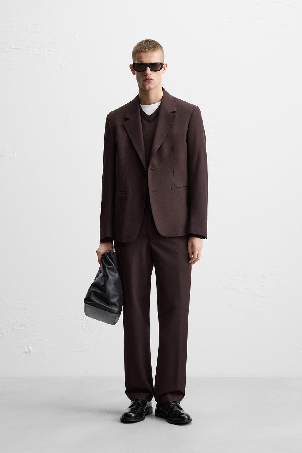 

Брюки от костюма обычного покроя ZARA, бордовый