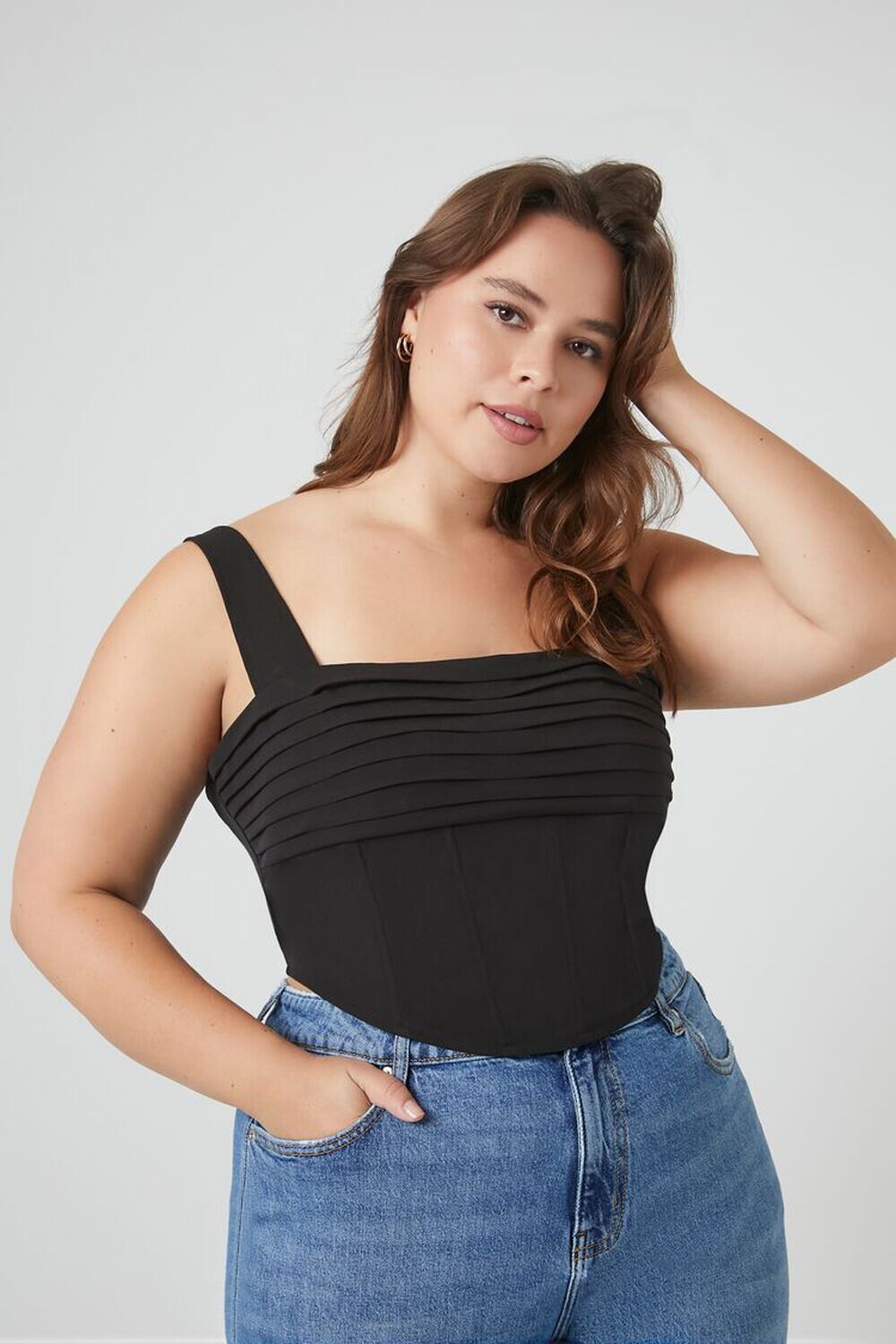

Укороченный топ-бюстье больших размеров Forever 21, черный