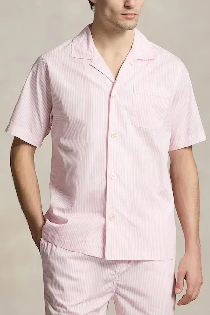 Пижамная рубашка из хлопка Polo Ralph Lauren, розовый
