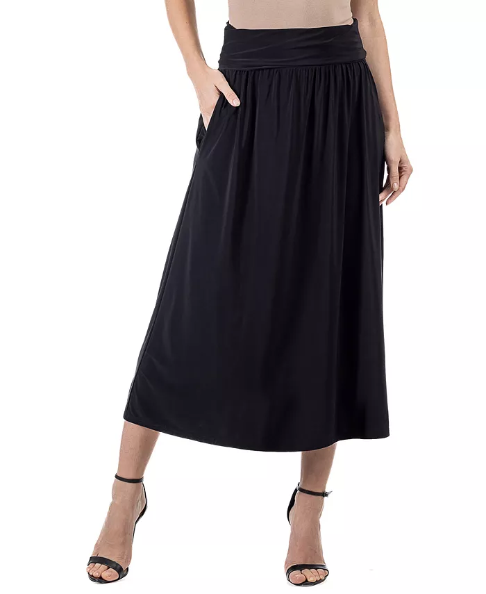 

Юбка макси со складками и карманами 24seven Comfort Apparel, черный