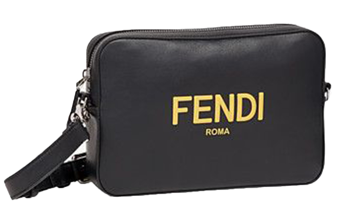 FENDI Кожаная сумка для фотоаппарата через плечо мужская черная — фото 3