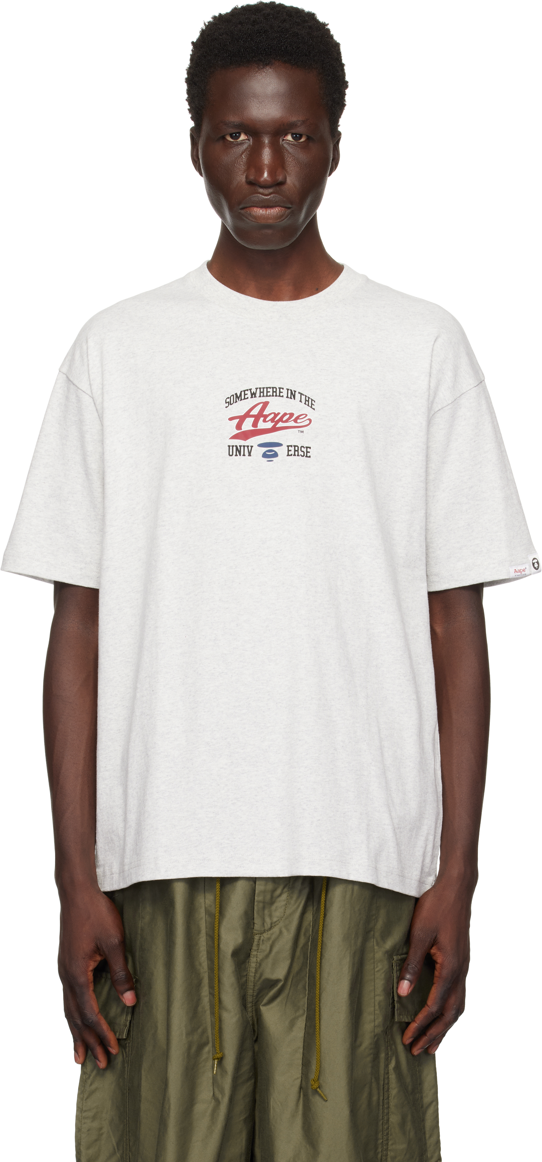 

Футболка с серой тематикой AAPE by A Bathing Ape, Heather white