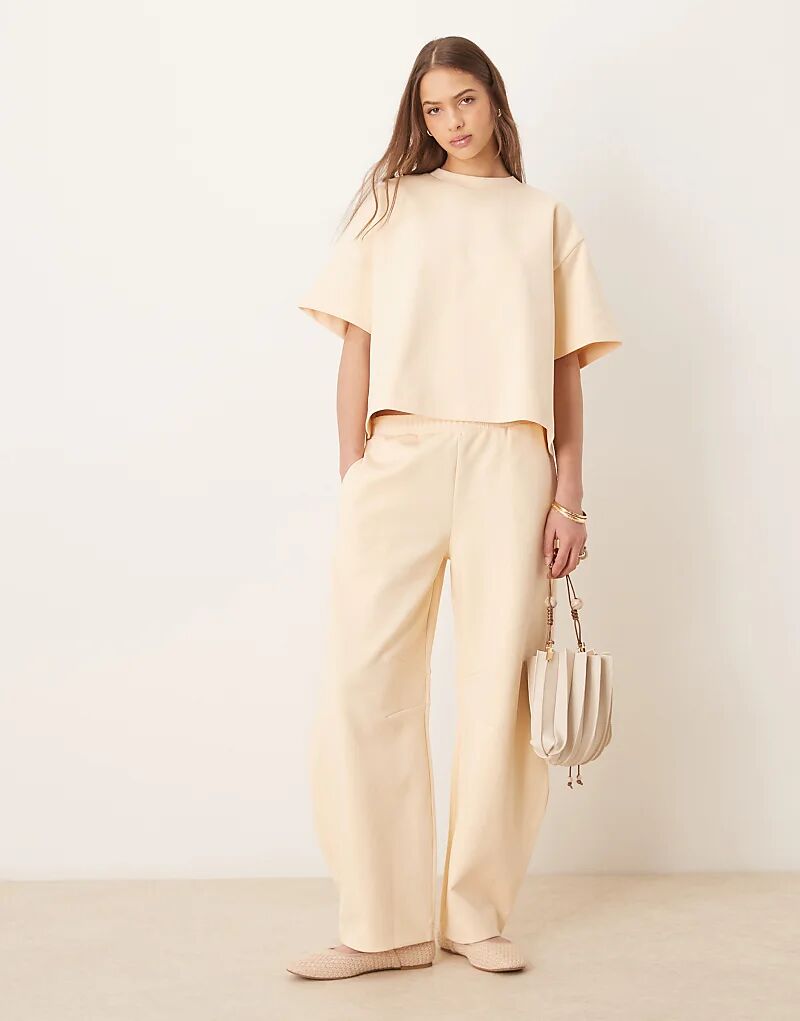 

Спортивные брюки-бочонки ASOS DESIGN Interlock Coord в цвете пахты