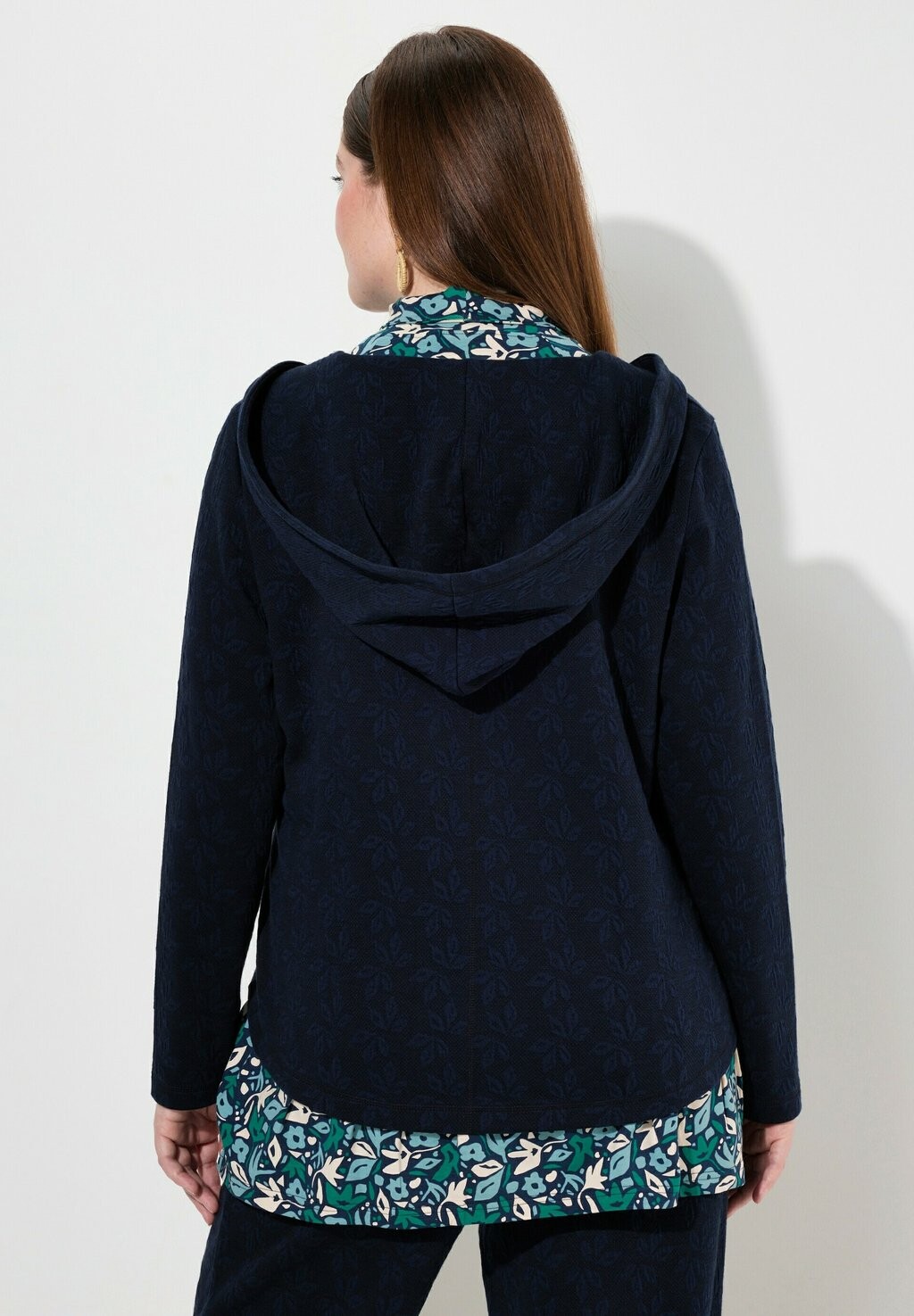 

Толстовка на молнии CROPPED TROYER COLLAR Ulla Popken, темно-синий