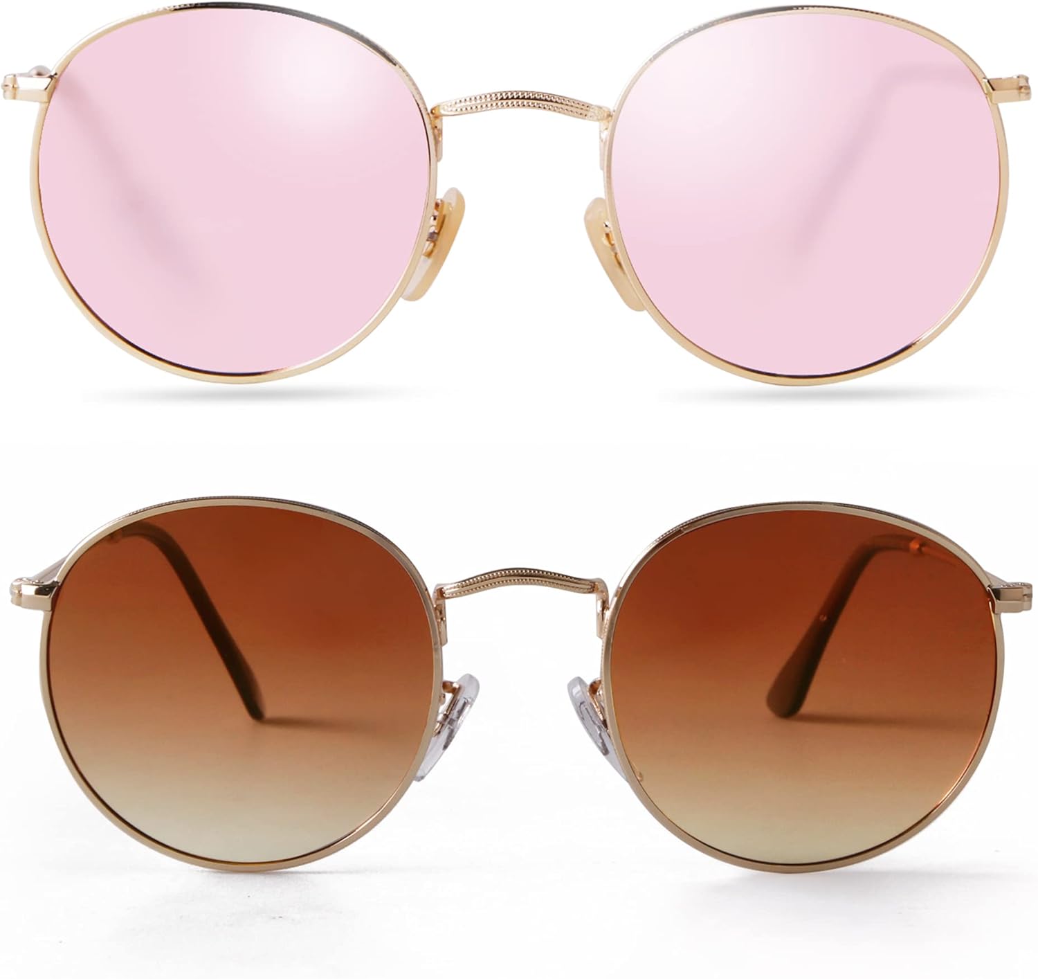 

Ретро круглые поляризованные солнцезащитные очки для женщин и мужчин в классической винтажной металлической оправе с защитой от УФ-излучения DQbhzh, Gold/Pink Mirrored+gold/Gradient Brown