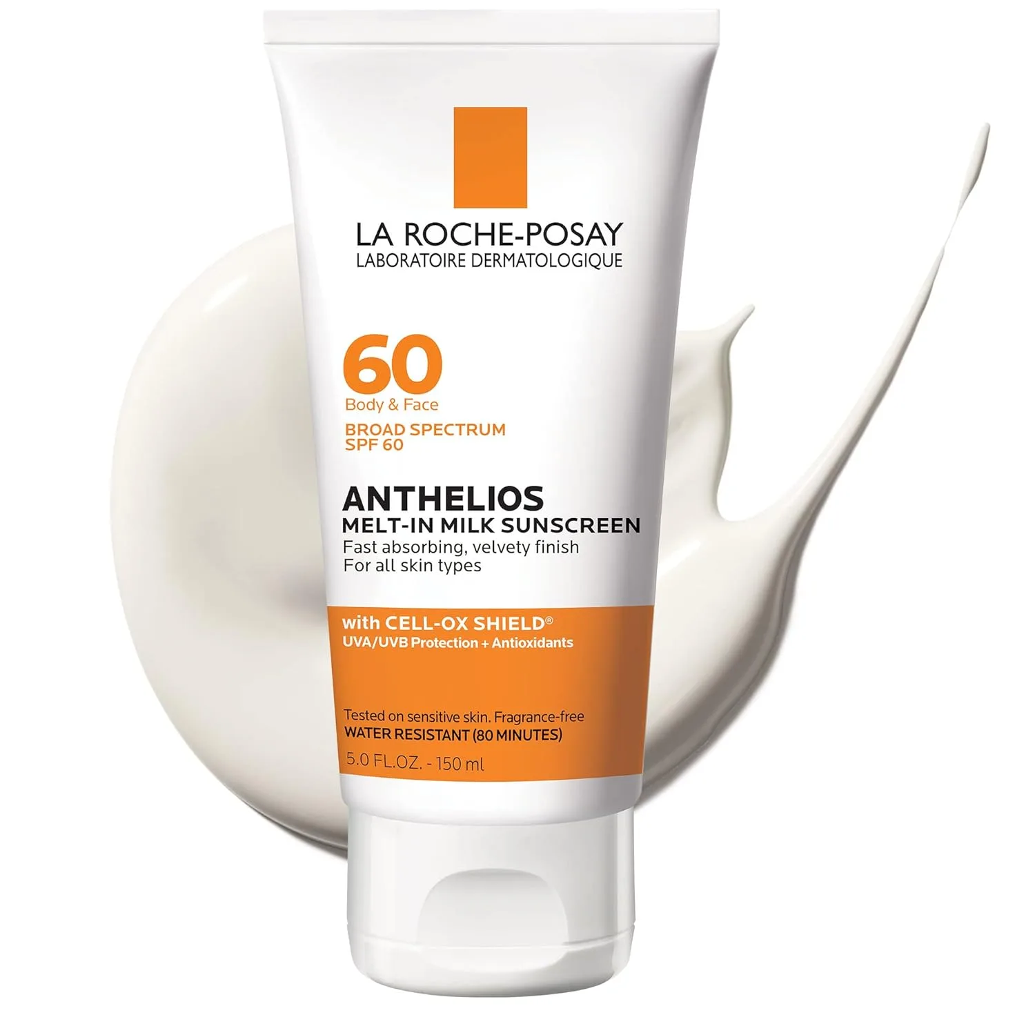 Солнцезащитное молочко La Roche-Posay Anthelios Melt-In Milk SPF 60, для тела и лица, широкий спектр защиты SPF + антиоксиданты, без масел, легкая и быстро впитывающаяся текстура, без оксибензона. 148 мл (1 шт.), No Color