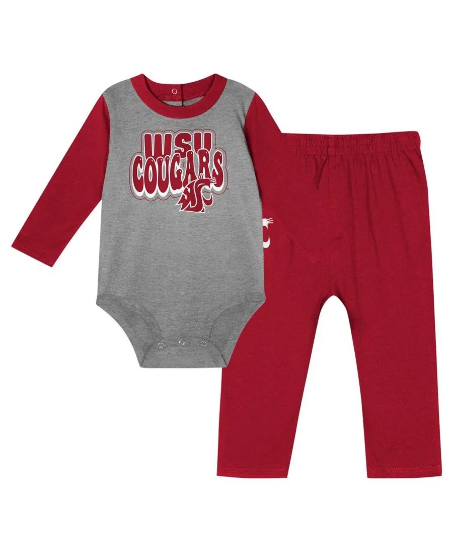 Детский боди с длинными рукавами и штанами цвета малиновой команды Washington State Cougars Outerstuff, багровый