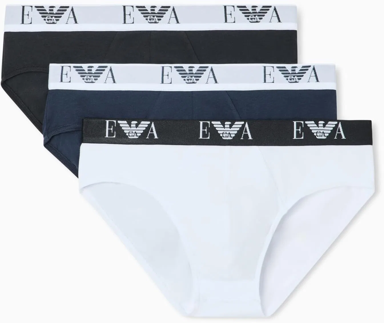 Брифы с монограммой Emporio Armani, Белый/Синий/Черный