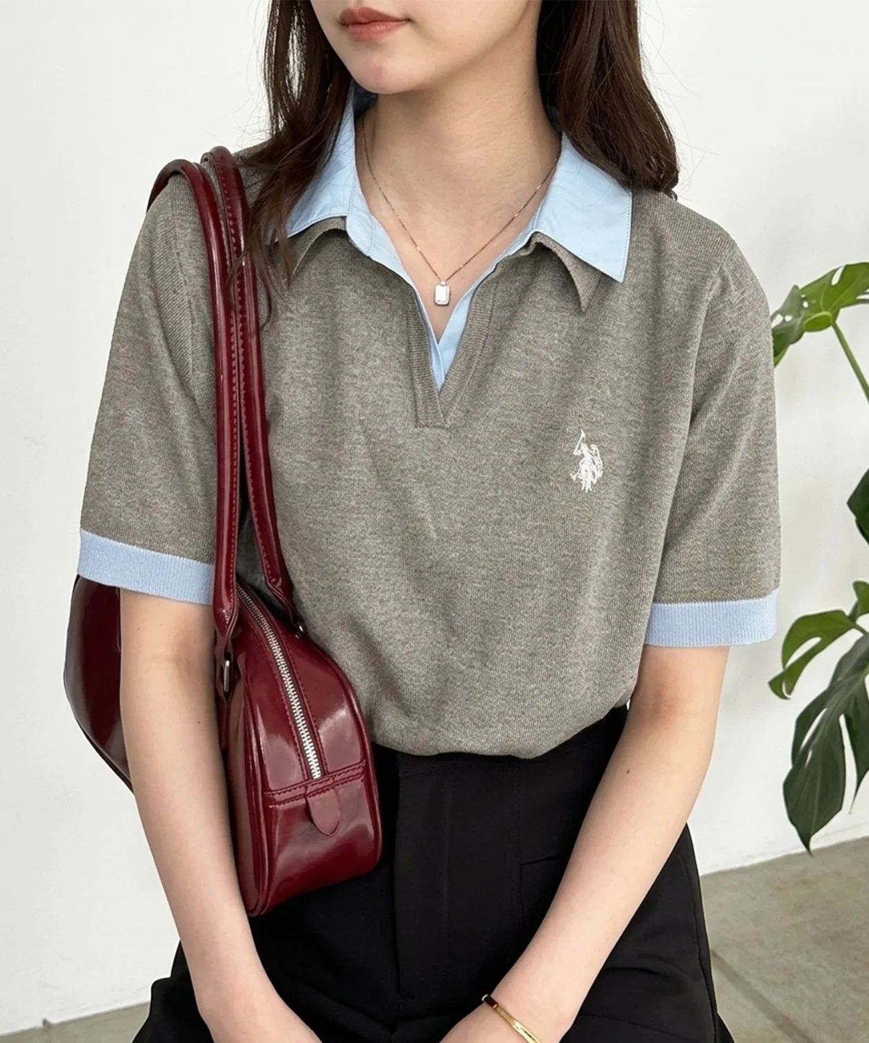 Женский поло-свитер с воротником U.S. POLO ASSN. тёмно-синий — фото 2