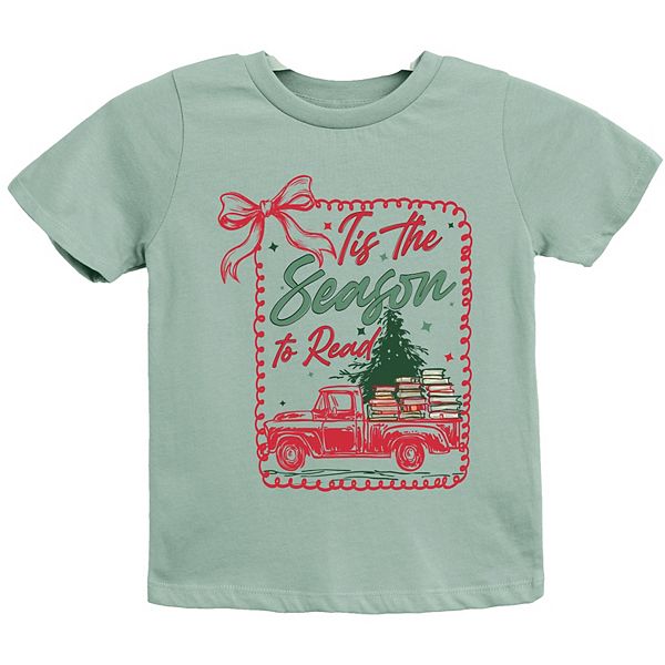 

Футболка с принтом "Tis the season to read red truck" The Juniper Shop, Seafoam