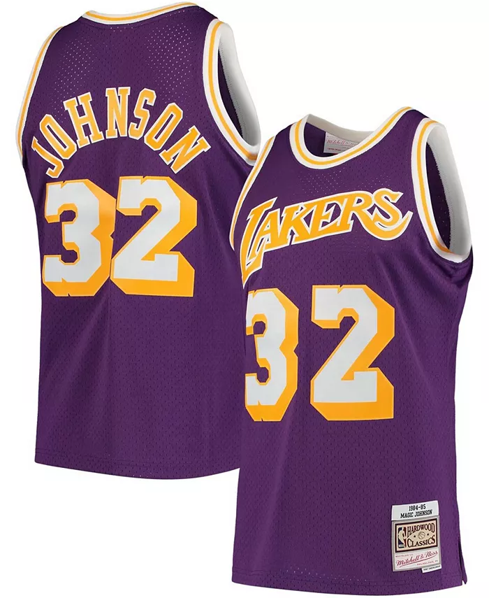 

Мужская баскетбольная майка Magic Johnson Los Angeles Lakers 1984-85 Hardwood Classics Swingman в фиолетовом цвете Mitchell & Ness