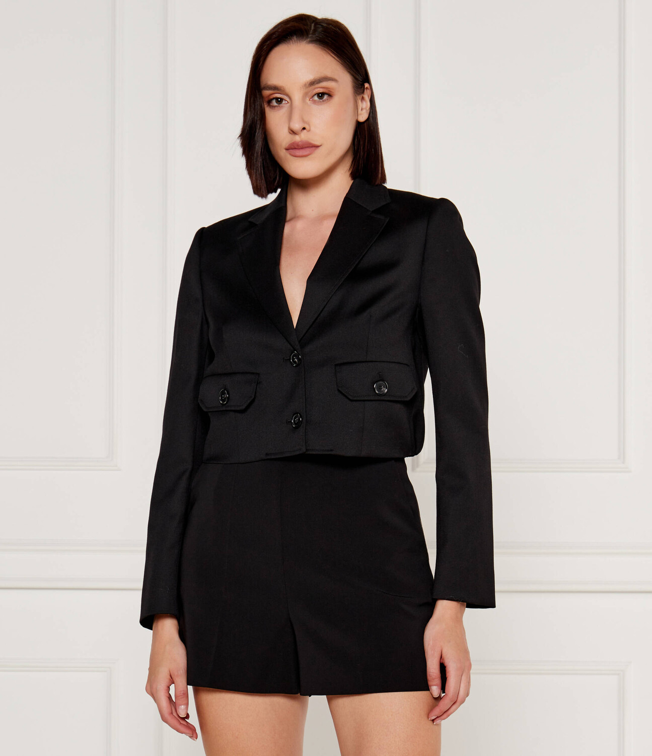 

Шерстяная куртка Pinko elegante VIVONA Cropped Fit, черный