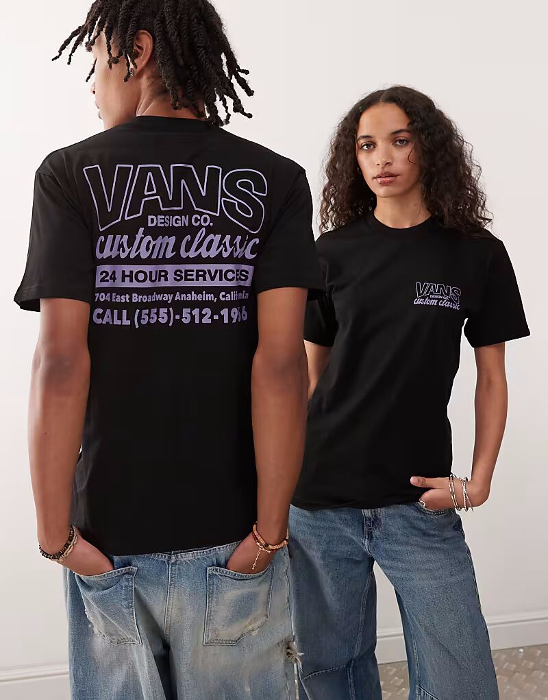 

Футболка Vans с принтом спереди и сзади, черная