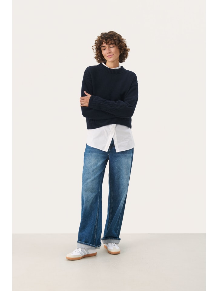 

PART TWO Вязаный свитер свободного кроя MerikaPW темно-синего цвета