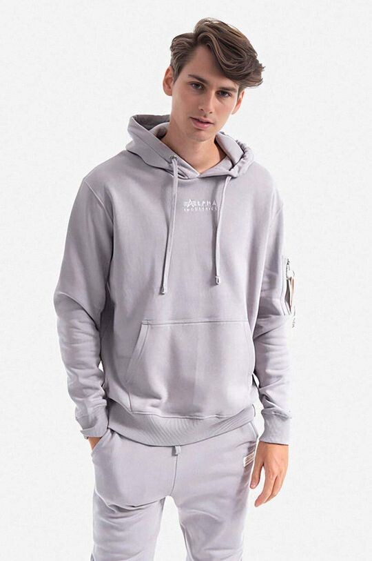 

Хлопковая толстовка Organics Emb Hoody Alpha Industries, серый