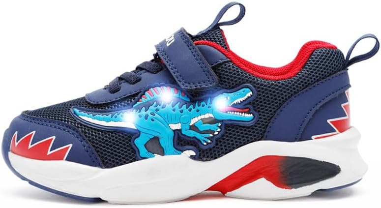 

Детские кроссовки EXDINO с динозаврами и светящимися элементами, модные светящиеся кроссовки для мальчиков и девочек, темно-синий