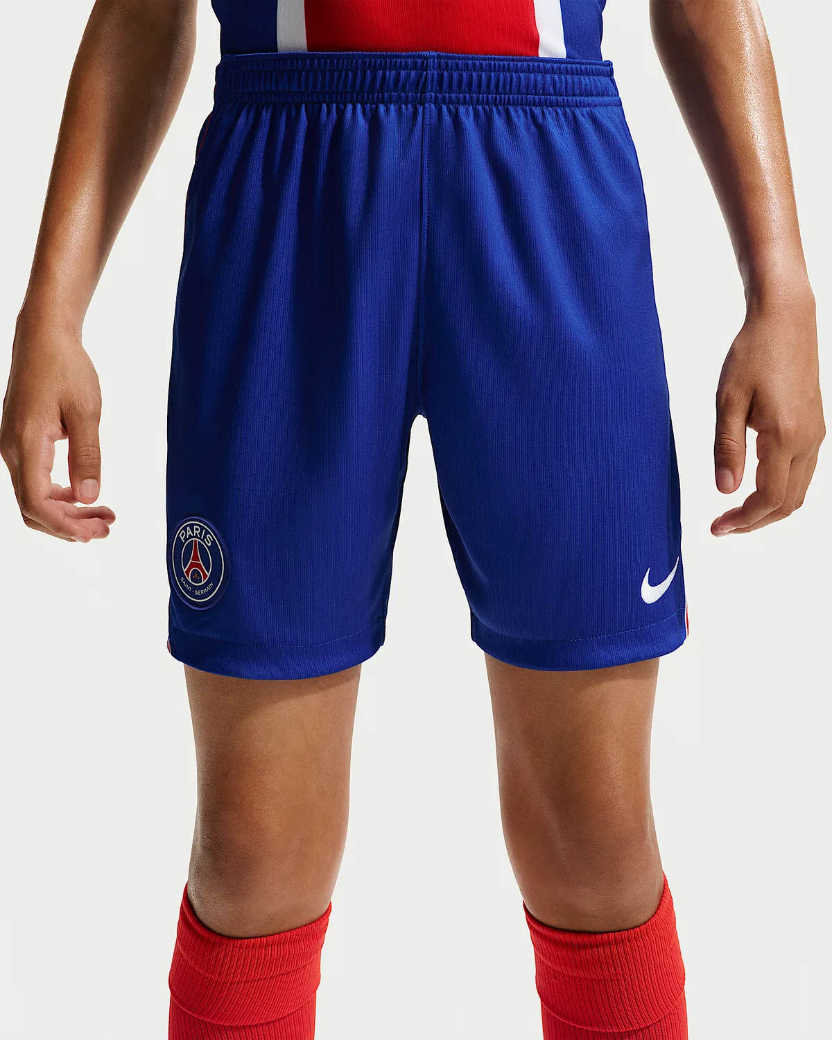 Большие детские шорты Nike Dri-FIT Soccer Replica Paris Saint-Germain 2026/27 Stadium Home, Old Royal/White — фото 2