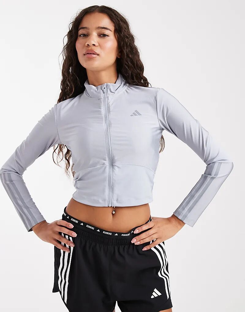 

Куртка Adidas performance Hyperglam shine с застежкой-молнией по всей длине в серебристом и сером цветах