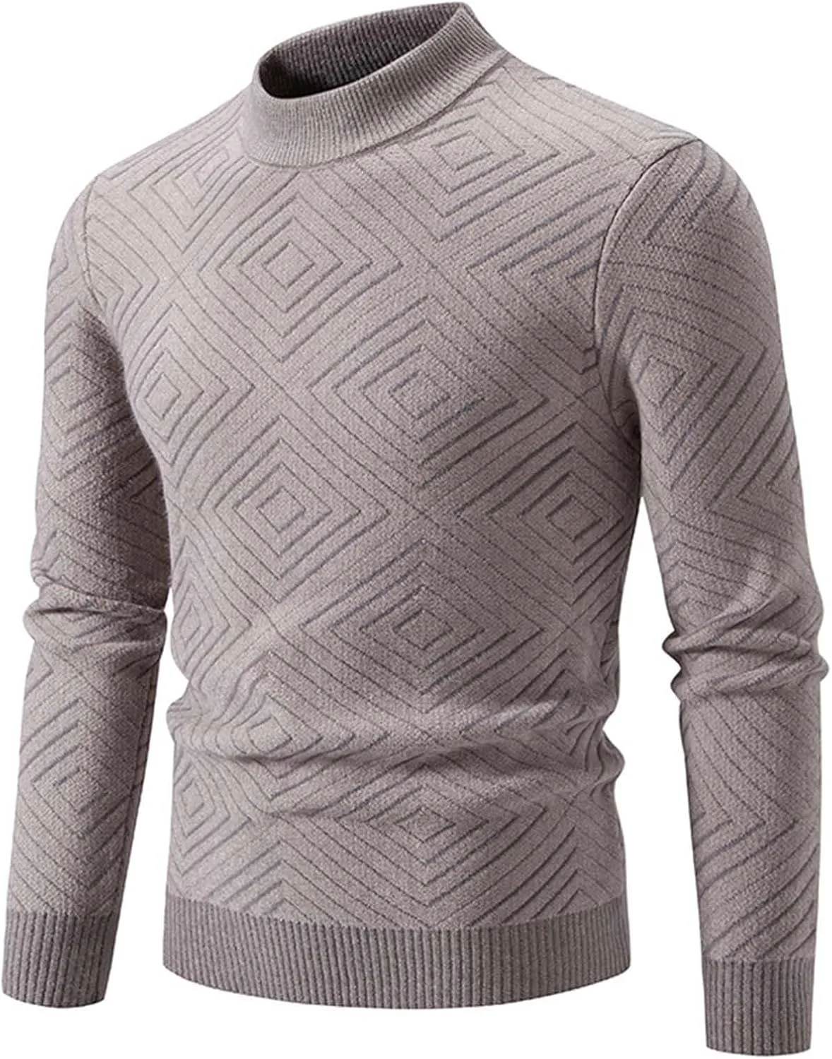 

Мужской свитер с воротником-стойкой, длинный рукав, slim fit, легкий QUNPIU