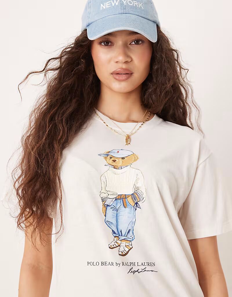 

Футболка Polo Ralph Lauren с принтом медведя в цвете «кремовый»