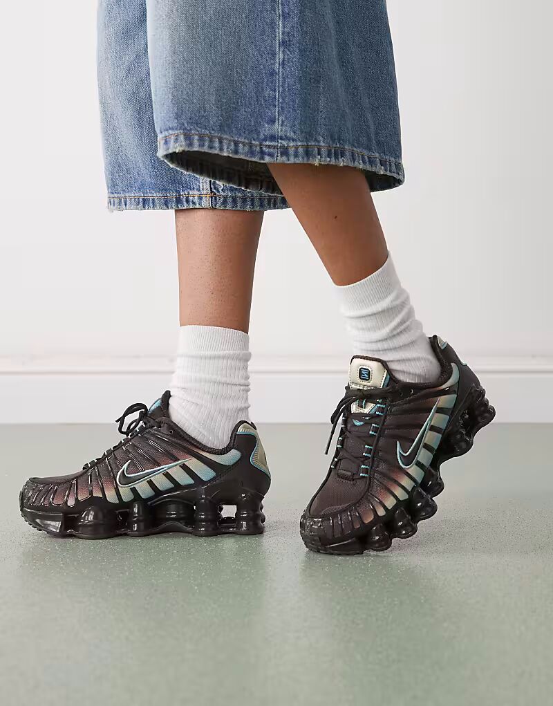 Кроссовки Nike Shox TL коричневого и синего цветов — фото 3