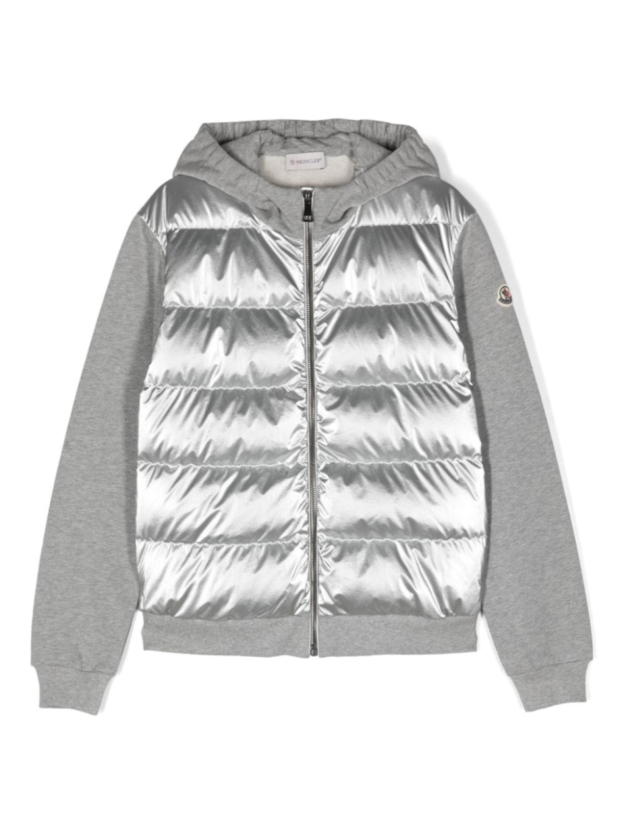 

Moncler Enfant дутое худи на молнии, серый