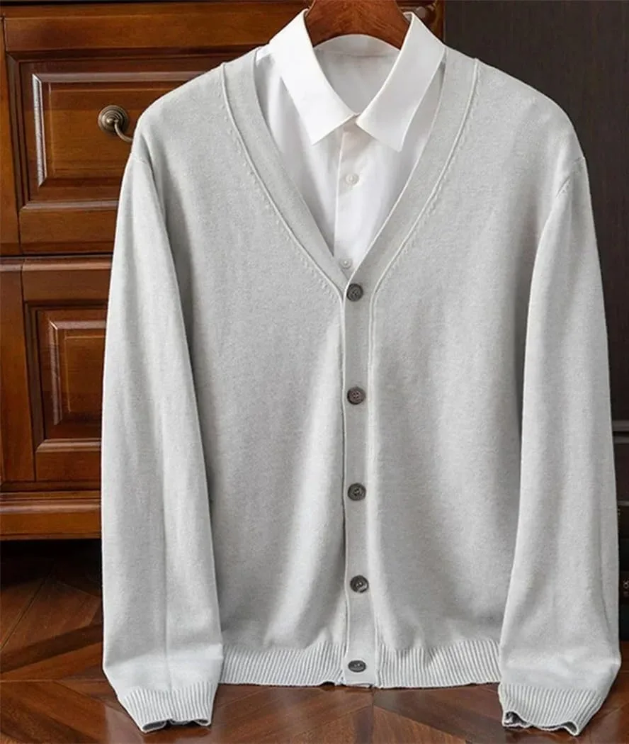 Мужской кардиган Slim Fit, вязаный V-образный вырез — фото 4