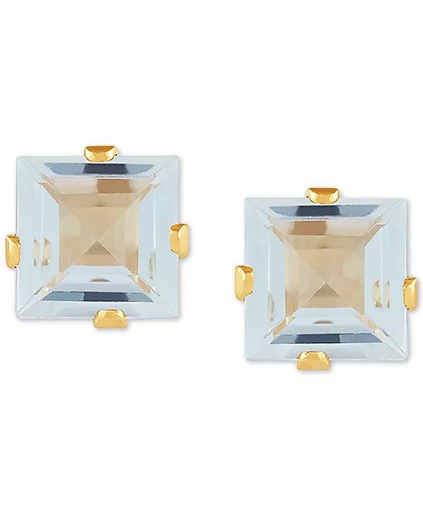 

Квадратные серьги-гвоздики с аквамарином (1 карат) из 14-каратного золота Macy'S, aquamarine