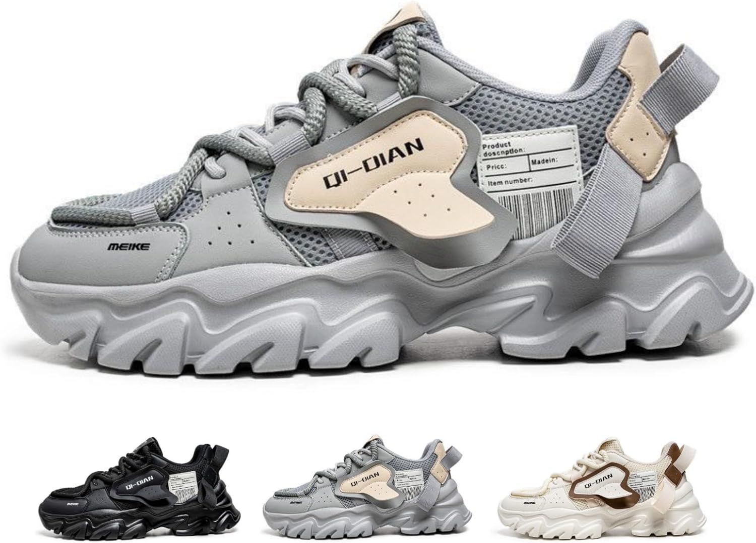 

Кроссовки MACEFIL Fashion Chunky для мужчин и женщин, ретро Y2K, стильные повседневные спортивные обувь для бега и ходьбы, серый