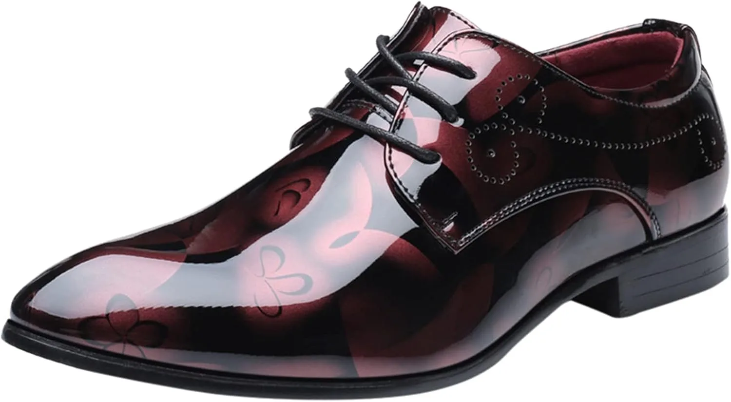 Мужские туфли Derbys из гладкой кожи Generic, винный
