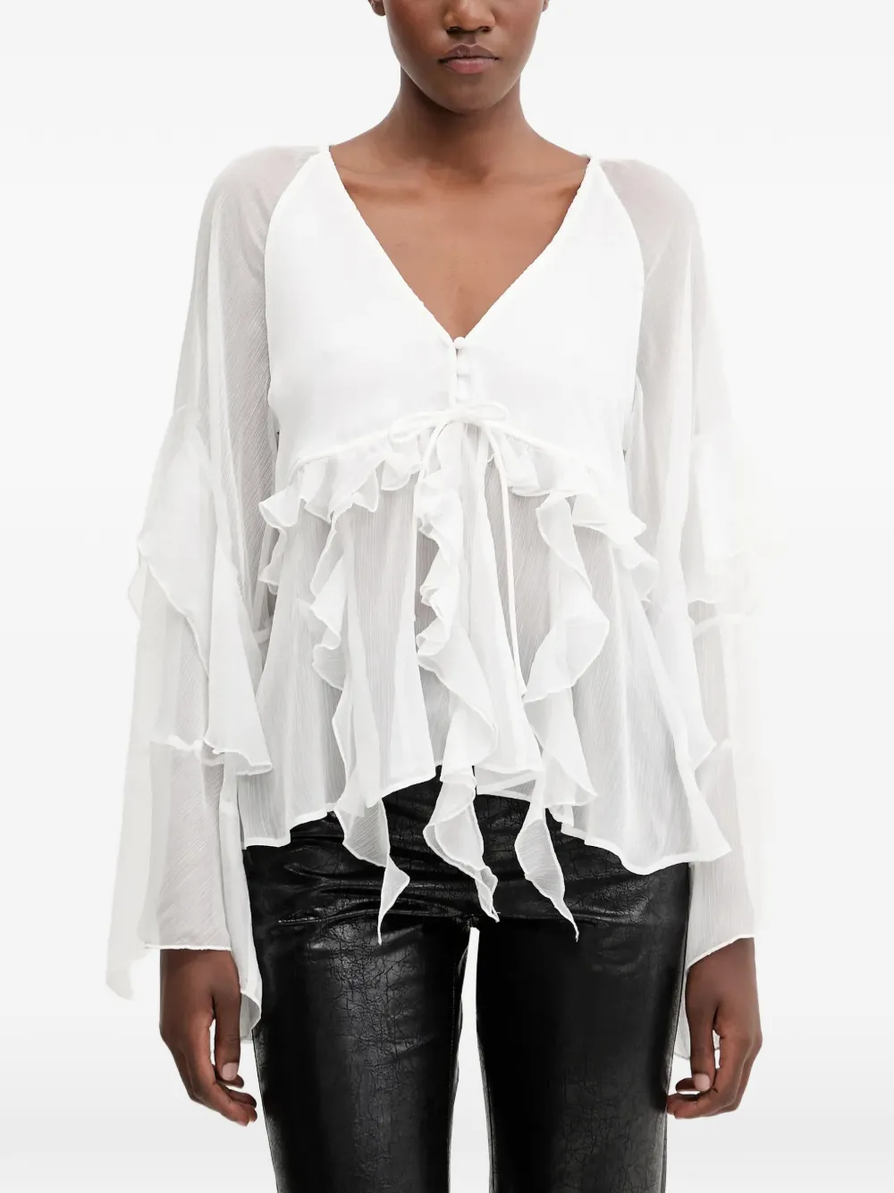 

Топ с V-образным вырезом и рюшами Bardot, белый