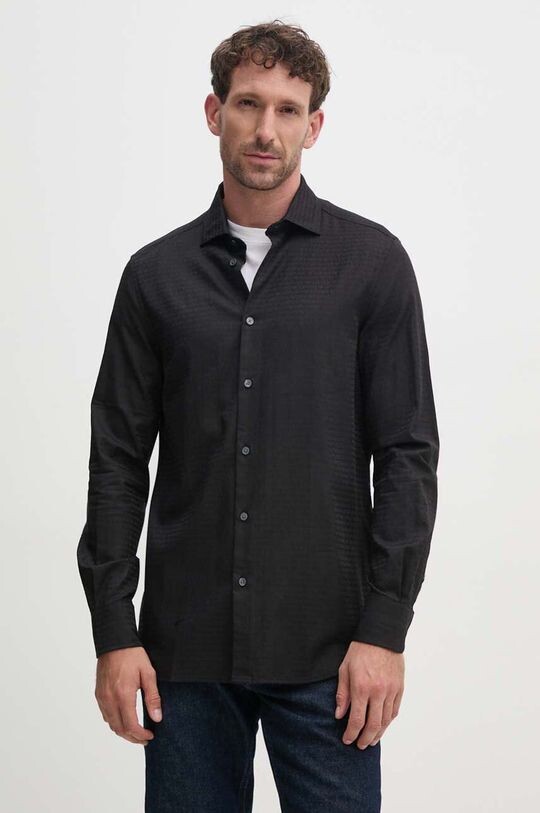 

Хлопковая рубашка Emporio Armani, черный