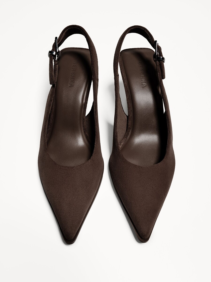 Туфли-лодочки с открытой пяткой Bershka, Dark brown — фото 3
