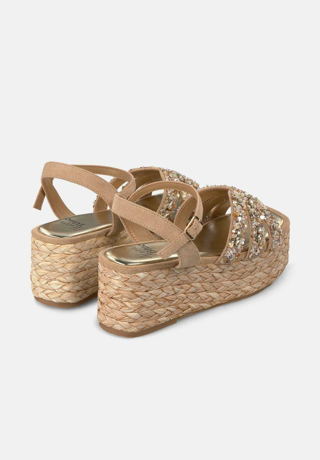 Босоножки на танкетке CON PUNTERA Y CIERRE HEBILLA - Espadrilles Alma Blue, светло-коричневый — фото 3