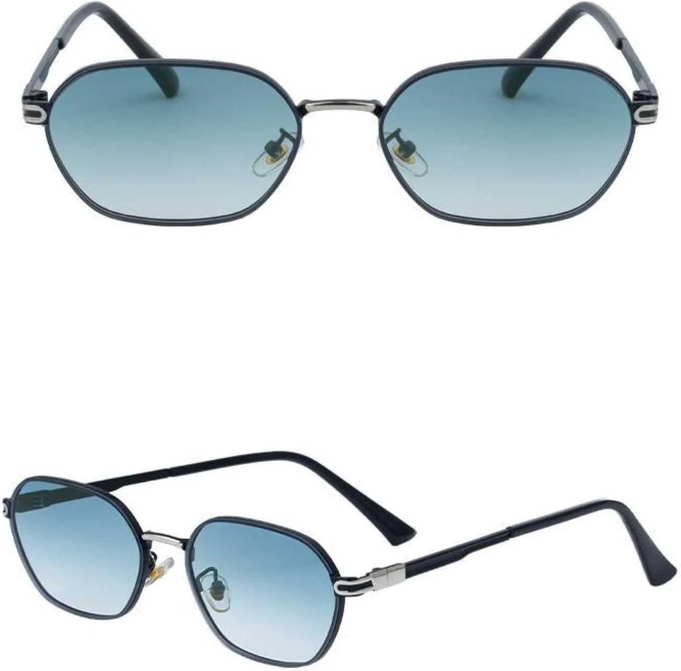 

Женские солнцезащитные очки в стиле панк, прямоугольные, в роскошной винтажной металлической оправе, стимпанк, защита от УФ-излучения UV400 TVTBBVV, C6silvergreengray