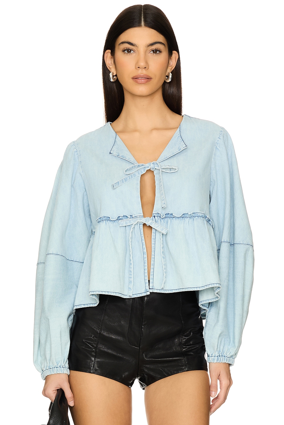 

Блузка джинсовая для бранча Free People, цвет light tint wash