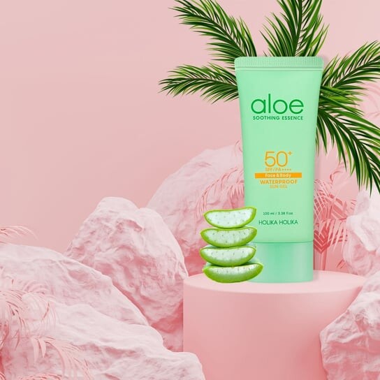 Водостойкий солнцезащитный гель SPF50+ Солнцезащитный гель для лица и тела, 100 мл Holika Holika Aloe Soothing Essence Face & Body — фото 4