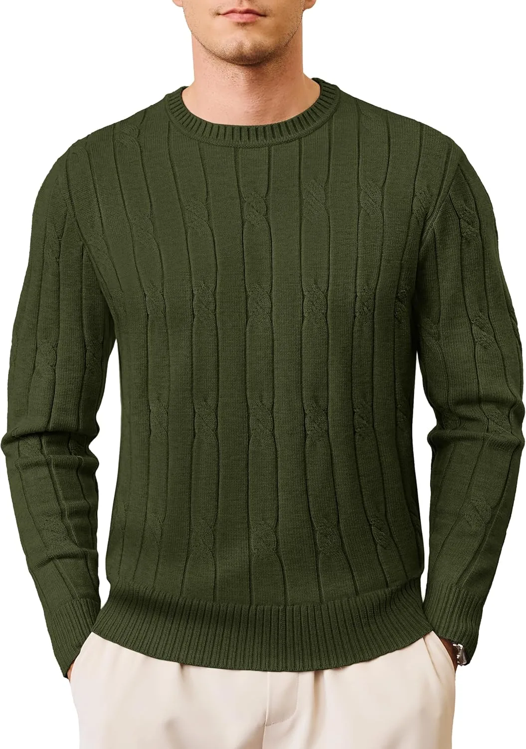 

Tacvasen мужской свитер с косой вязкой и длинными рукавами