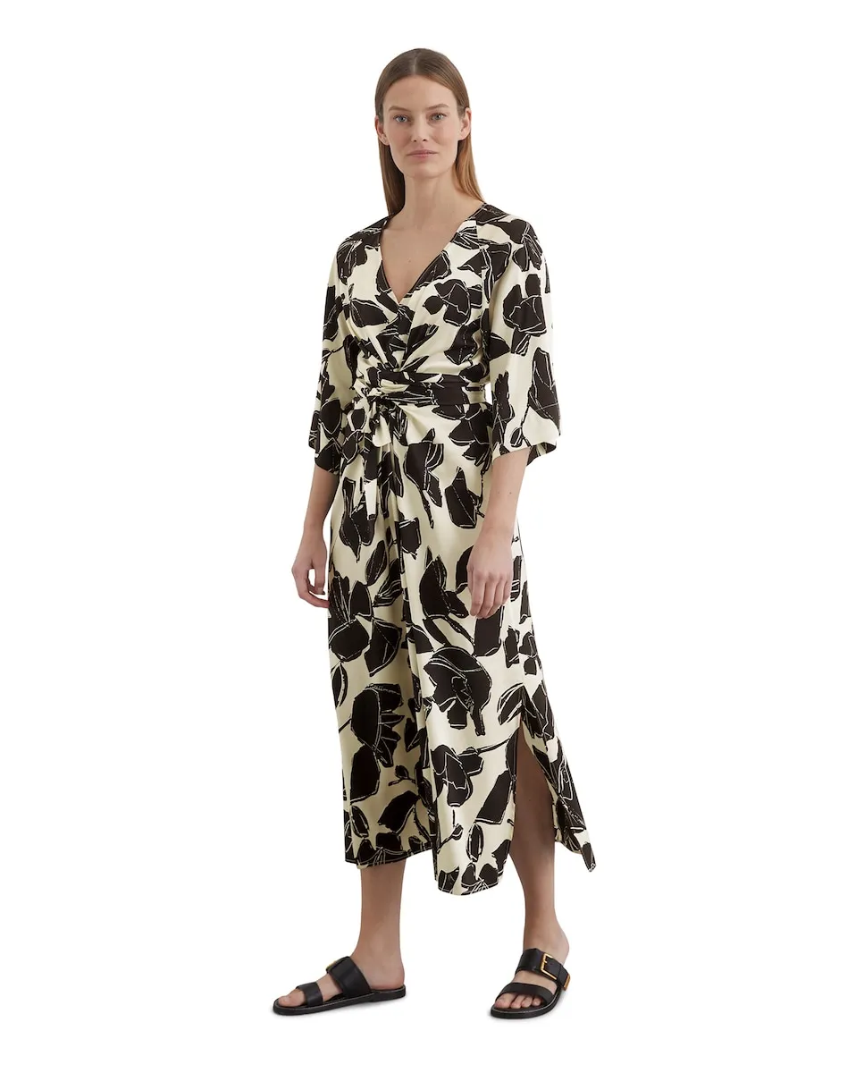 

Растягивающееся сатиновое платье из вискозы с принтом Marc O'Polo, черный