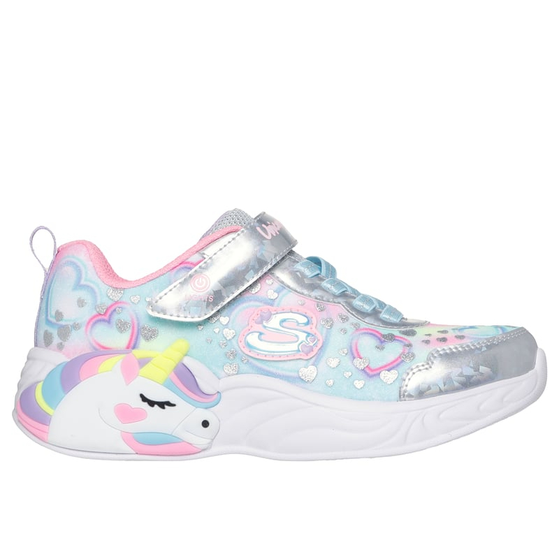 Skechers Kids S Lights Low Top детские повседневные кроссовки silver blue для детей 3-7 лет — фото 2