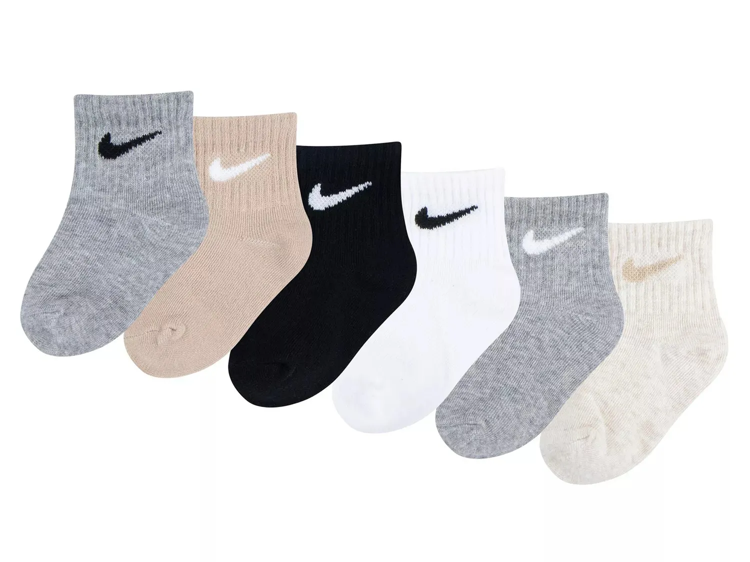 

Детские носки Nike Solid длиной до щиколотки — 6 шт., нейтральные, многоцветные