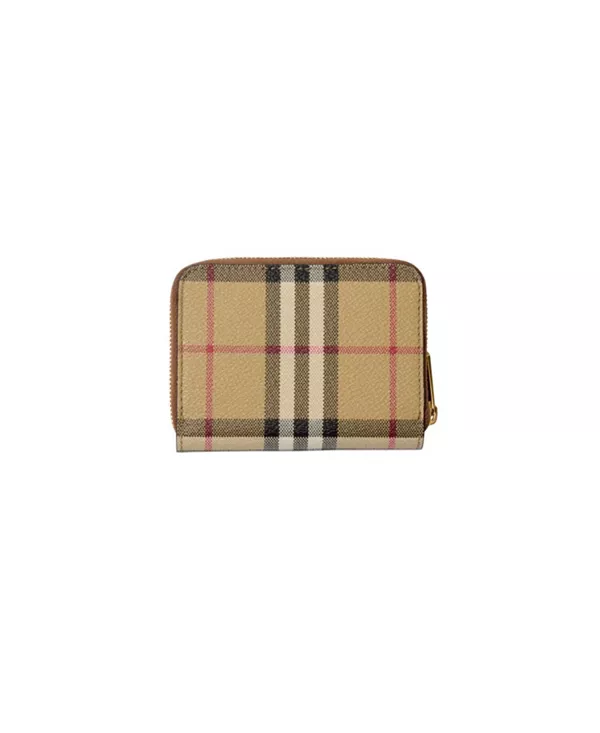 Небольшой клетчатый кошелек на молнии Burberry, бежевый — фото 2