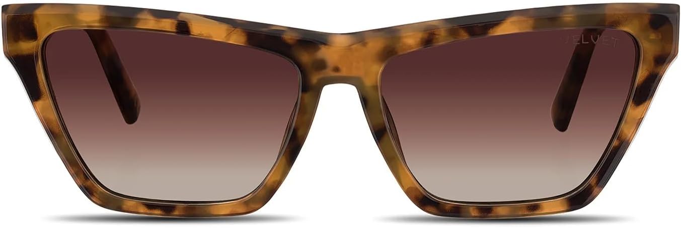 

Солнцезащитные очки Velvet Eyewear «Кошачий глаз» модель Helen, светло-черепаховый цвет - 100% защита от УФ-излучения - разработаны для женщин - произведено в США, размер Medium, Tortoise