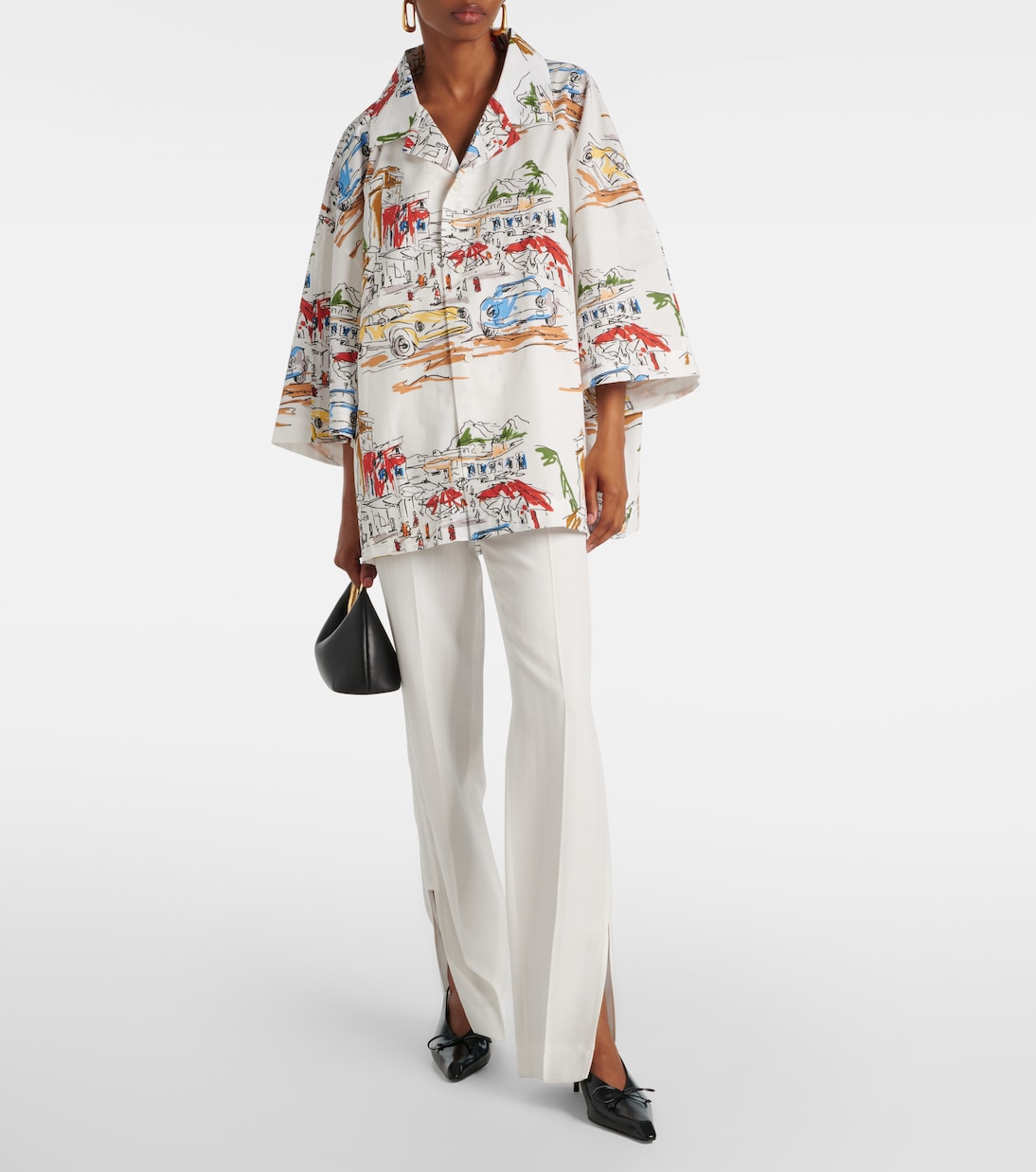 Рубашка для боулинга Casaco из хлопка с принтом Jacquemus, Print Capri Cars White — фото 2