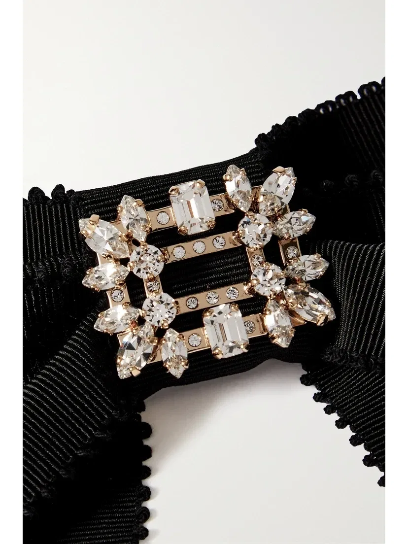 Заколка для волос Broche Vivier из репса с украшением из кристаллов Roger Vivier, черный — фото 4