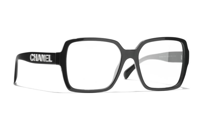 

CHANEL Пластиковая оправа квадратной формы для очков унисекс черного цвета, Black Blue Light Blocking