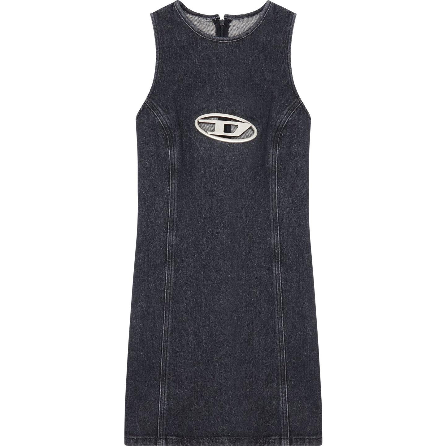 

Овальное платье D деним мини DIESEL, черный