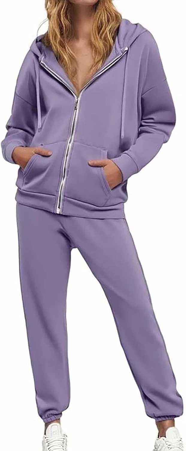 Спортивный костюм из флиса с капюшоном и молнией, Purple
